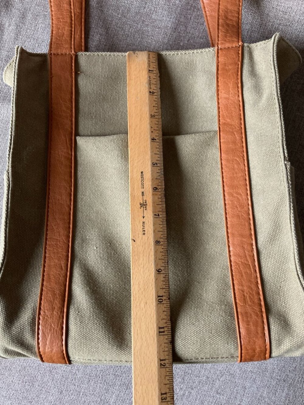 Joy Susan Medium Canvas Tote with Vegan Leather Straps and Abundance of Pockets - Picture 9 of 14